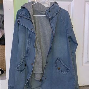 oversized jean jacket with removal grey vest